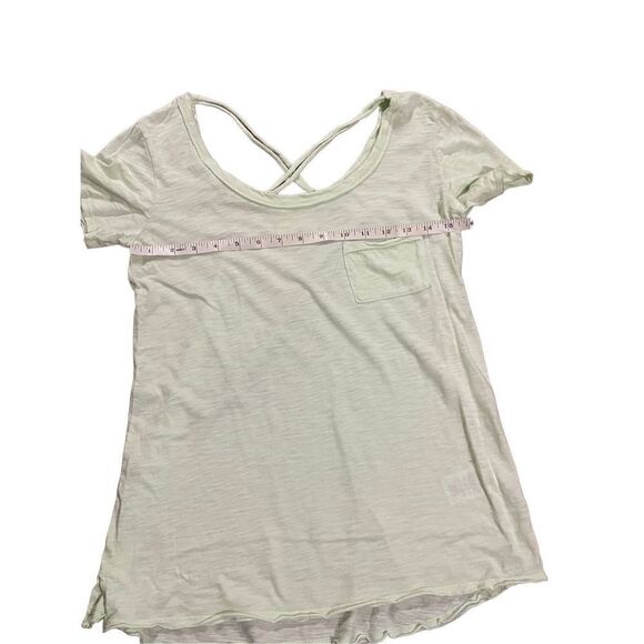 Anthropologie t.la bright mint green pocket basic tee criss cross back XS minima - Picture 4 of 7